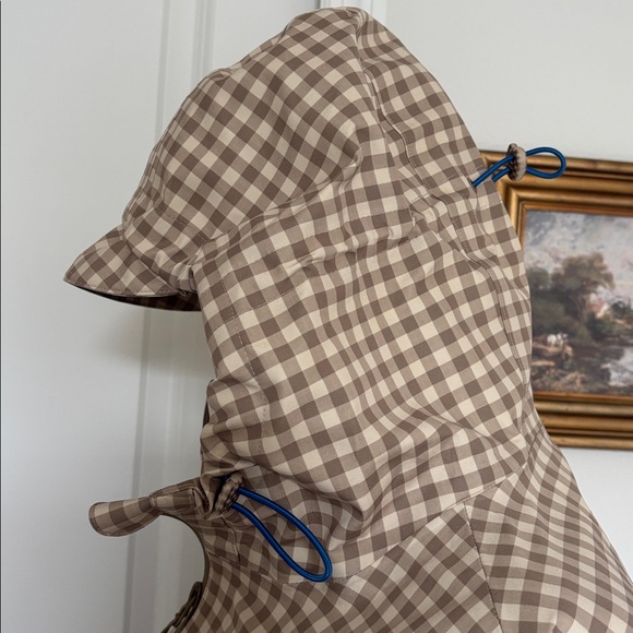 NWT Damson Madder beige rain jacket Gingham Hooded Drawstring Jacket - Check - Picture 7 of 11